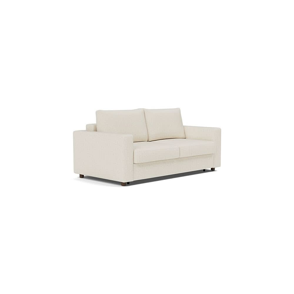 Neah Sofa Bed with Standard Arms in Size Queen with Fabric Color of Boucle Off White - 531