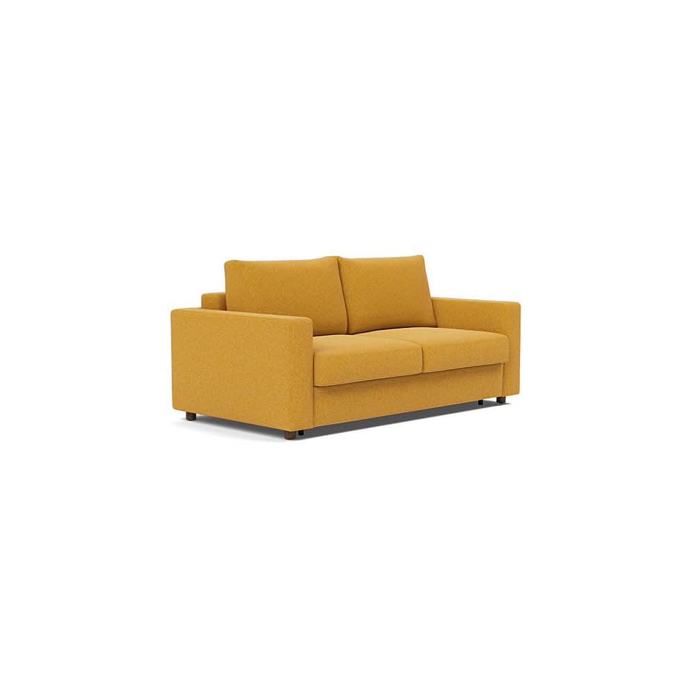 Neah Sofa Bed with Standard Arms in Size Queen with Fabric Color of Boucle Ochre - 536