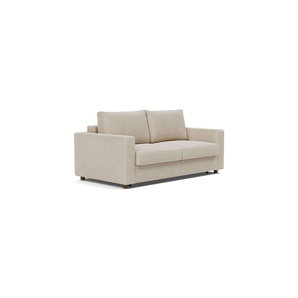 Neah Sofa Bed with Standard Arms in Size Queen with Fabric Color of Phobos Latte - 586