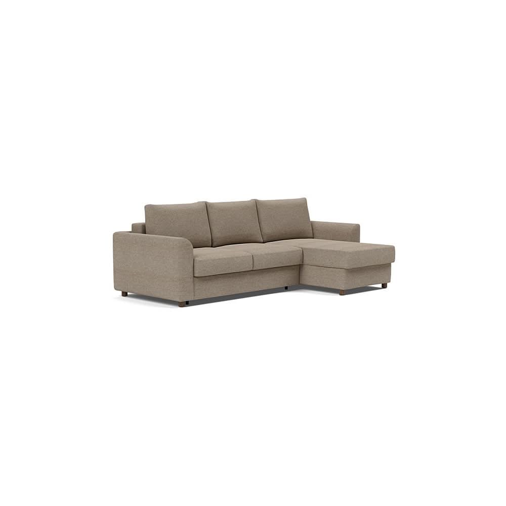 Neah Sofa Bed w/Lounger with Curved Arms in Size Full with Fabric Color of Halifax Wicker - 367