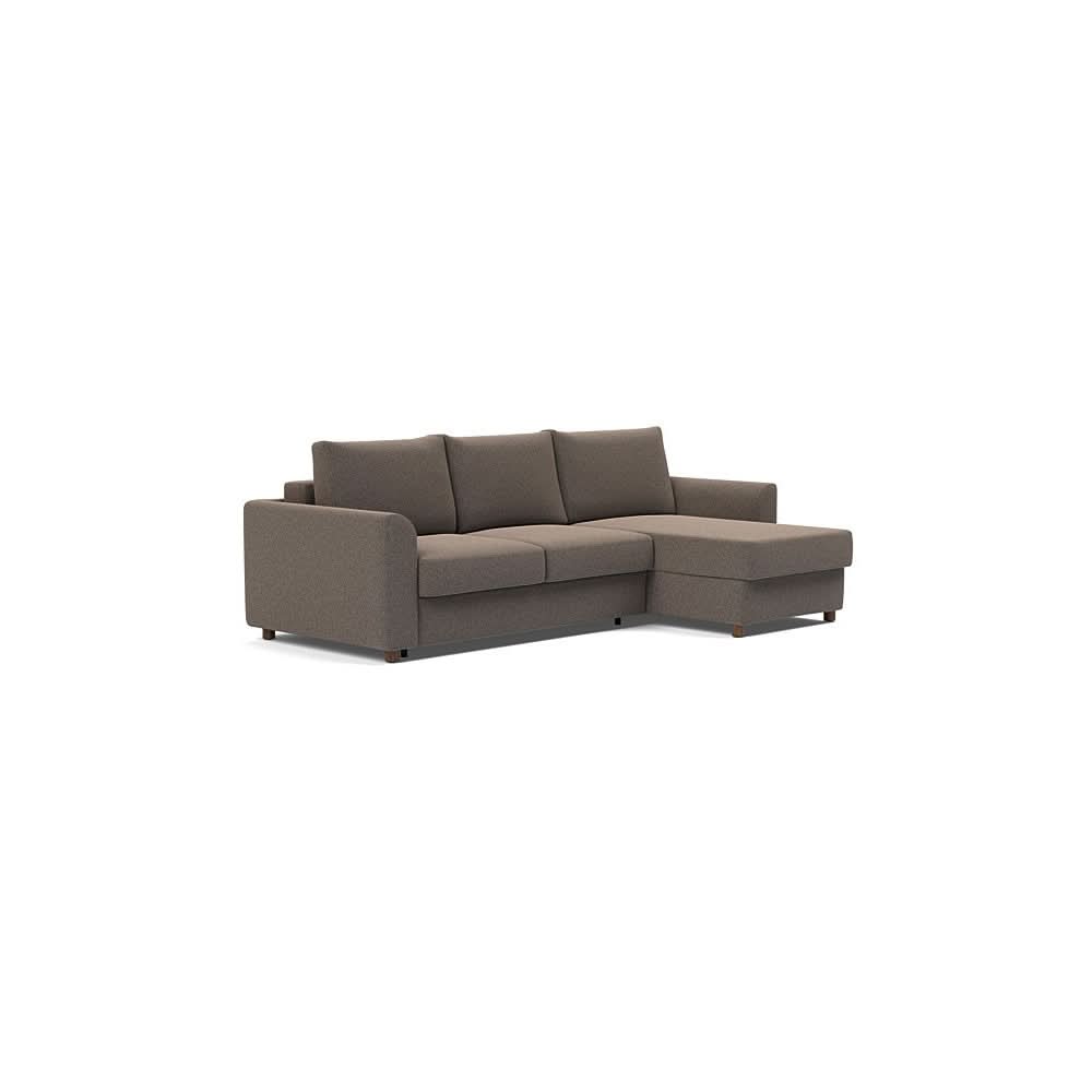 Neah Sofa Bed w/Lounger with Curved Arms in Size Full with Fabric Color of Boucle Taupe - 530