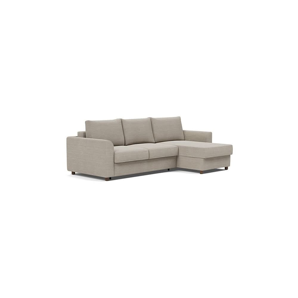 Neah Sofa Bed w/Lounger with Curved Arms in Size Full with Fabric Color of Kenya Gravel - 579