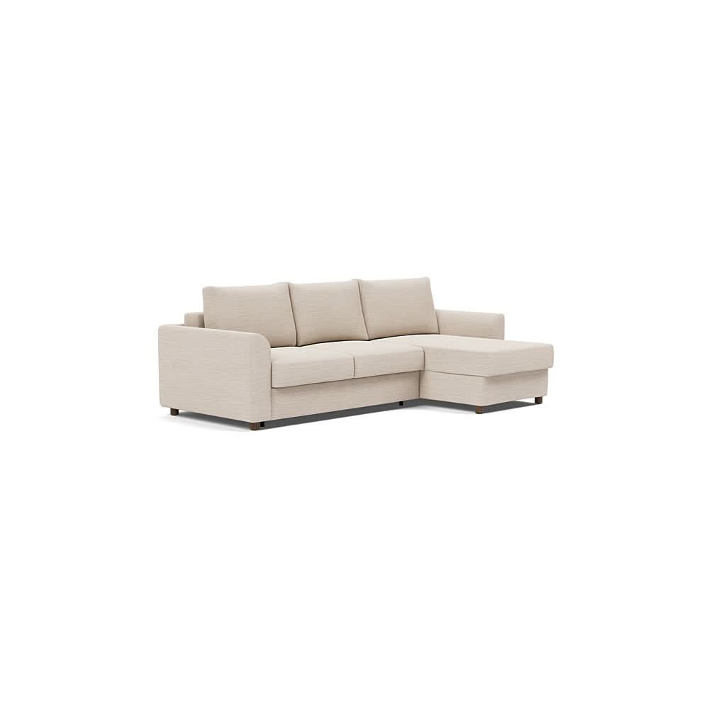 Neah Sofa Bed w/Lounger with Curved Arms in Size Full with Fabric Color of Blida Sand Grey - 612