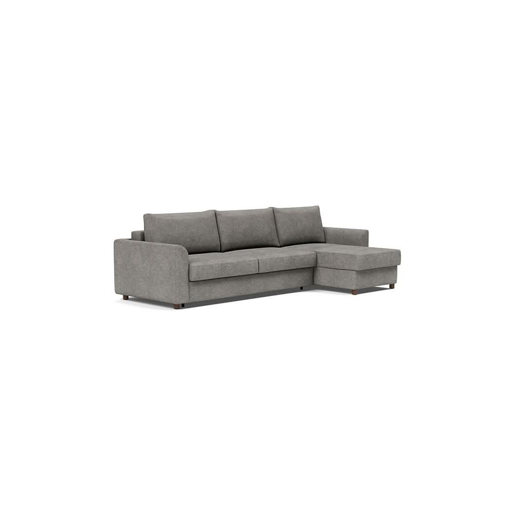 Neah Sofa Bed w/Lounger with Curved Arms in Size King with Fabric Color of Avella Warm Grey - 282