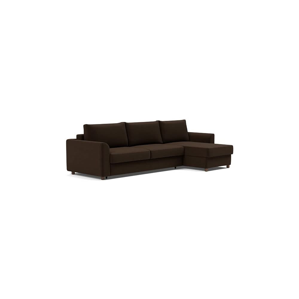 Neah Sofa Bed w/Lounger with Curved Arms in Size King with Fabric Color of Taura Chocco - 358