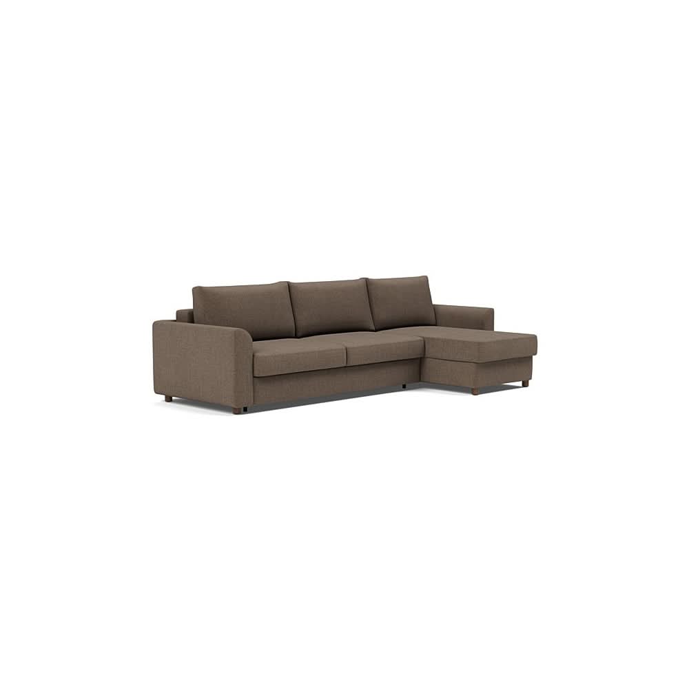 Neah Sofa Bed w/Lounger with Curved Arms in Size King with Fabric Color of Esina Cedar Brown - 411