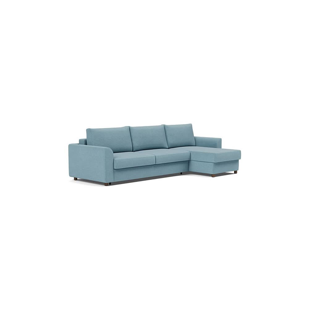Neah Sofa Bed w/Lounger with Curved Arms in Size King with Fabric Color of Mixed Dance Light Blue - 525