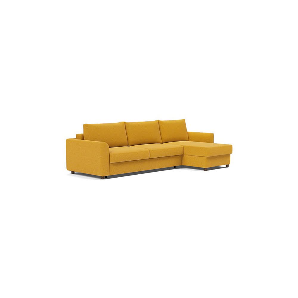 Neah Sofa Bed w/Lounger with Curved Arms in Size King with Fabric Color of Boucle Ochre - 536