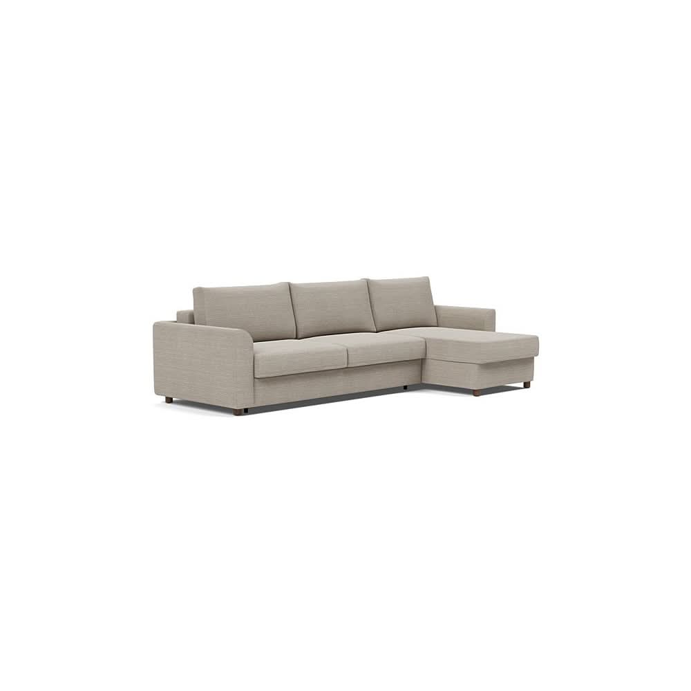Neah Sofa Bed w/Lounger with Curved Arms in Size King with Fabric Color of Kenya Gravel - 579