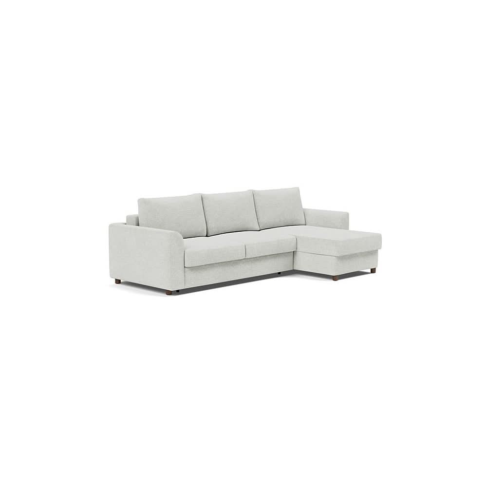 Neah Sofa Bed w/Lounger with Curved Arms in Size Queen with Fabric Color of Adario Fog - 256