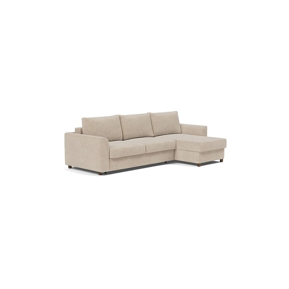 Neah Sofa Bed w/Lounger with Curved Arms in Size Queen with Fabric Color of Adario Taupe - 257