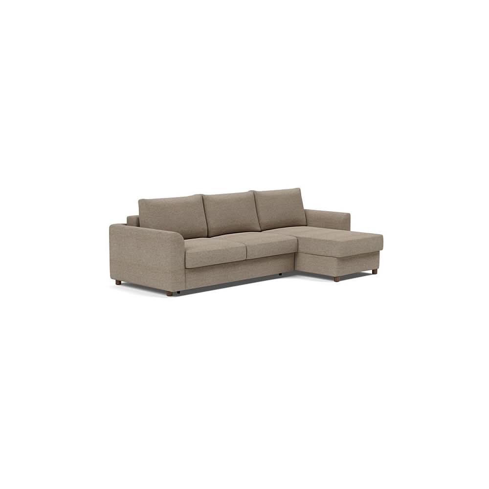 Neah Sofa Bed w/Lounger with Curved Arms in Size Queen with Fabric Color of Halifax Wicker - 367