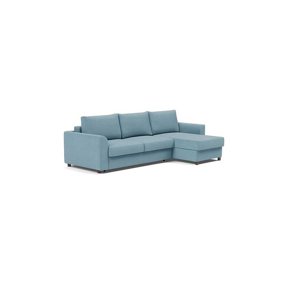 Neah Sofa Bed w/Lounger with Curved Arms in Size Queen with Fabric Color of Mixed Dance Light Blue - 525