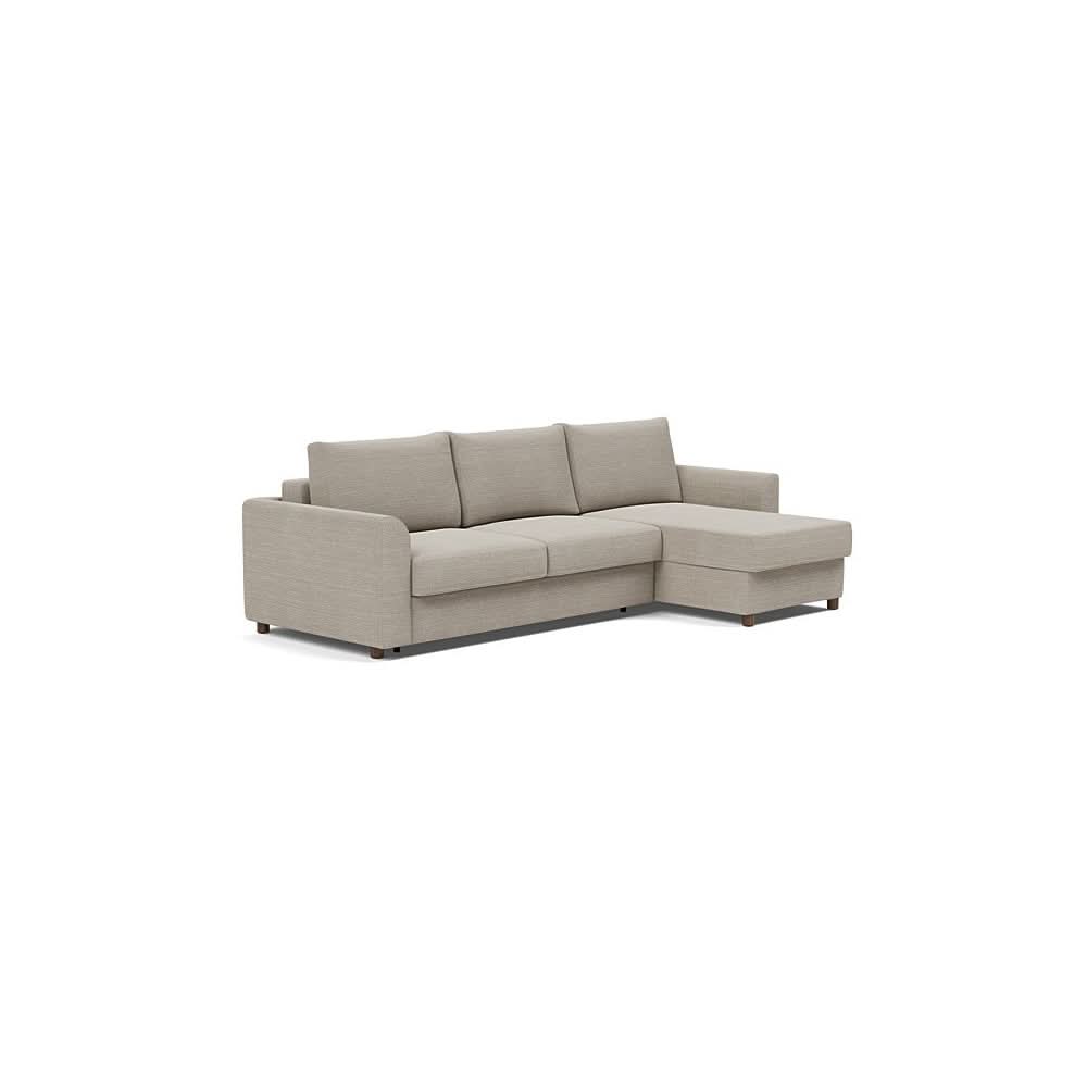 Neah Sofa Bed w/Lounger with Curved Arms in Size Queen with Fabric Color of Kenya Gravel - 579