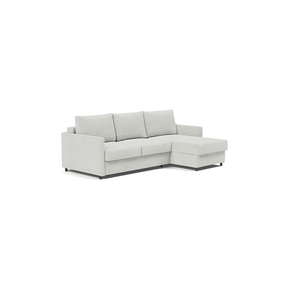 Neah Sofa Bed w/Lounger with Slim Arms in Size Full with Fabric Color of Adario Fog - 256