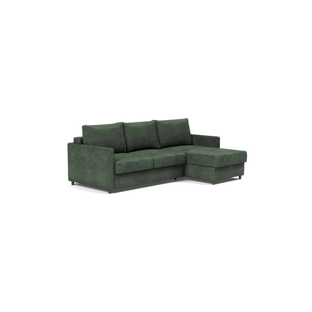 Neah Sofa Bed w/Lounger with Slim Arms in Size Full with Fabric Color of Avella Pine Green - 281