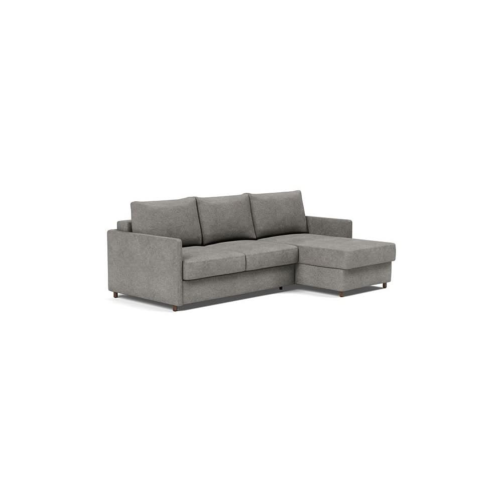 Neah Sofa Bed w/Lounger with Slim Arms in Size Full with Fabric Color of Avella Warm Grey - 282