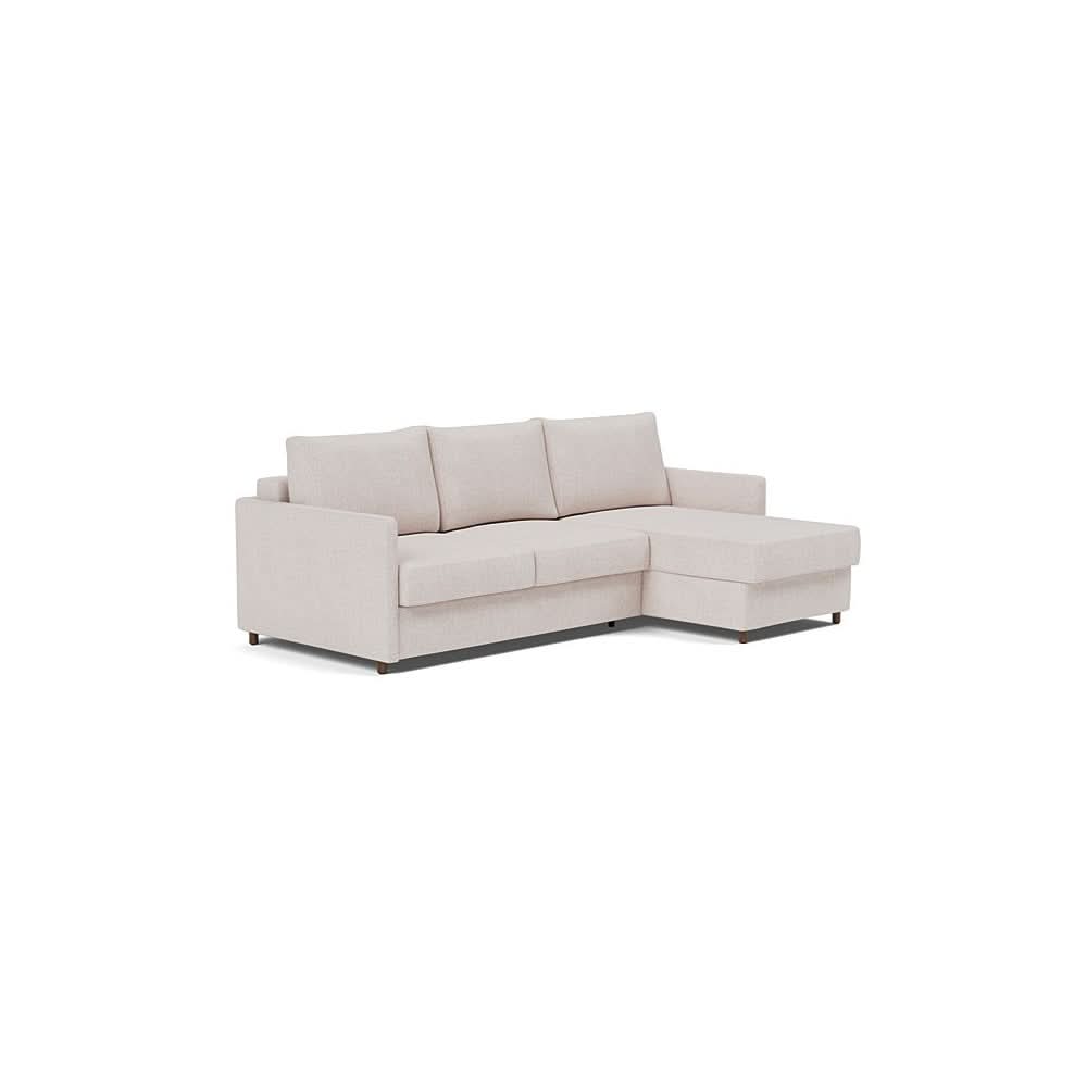 Neah Sofa Bed w/Lounger with Slim Arms in Size Full with Fabric Color of Weda Sand - 300