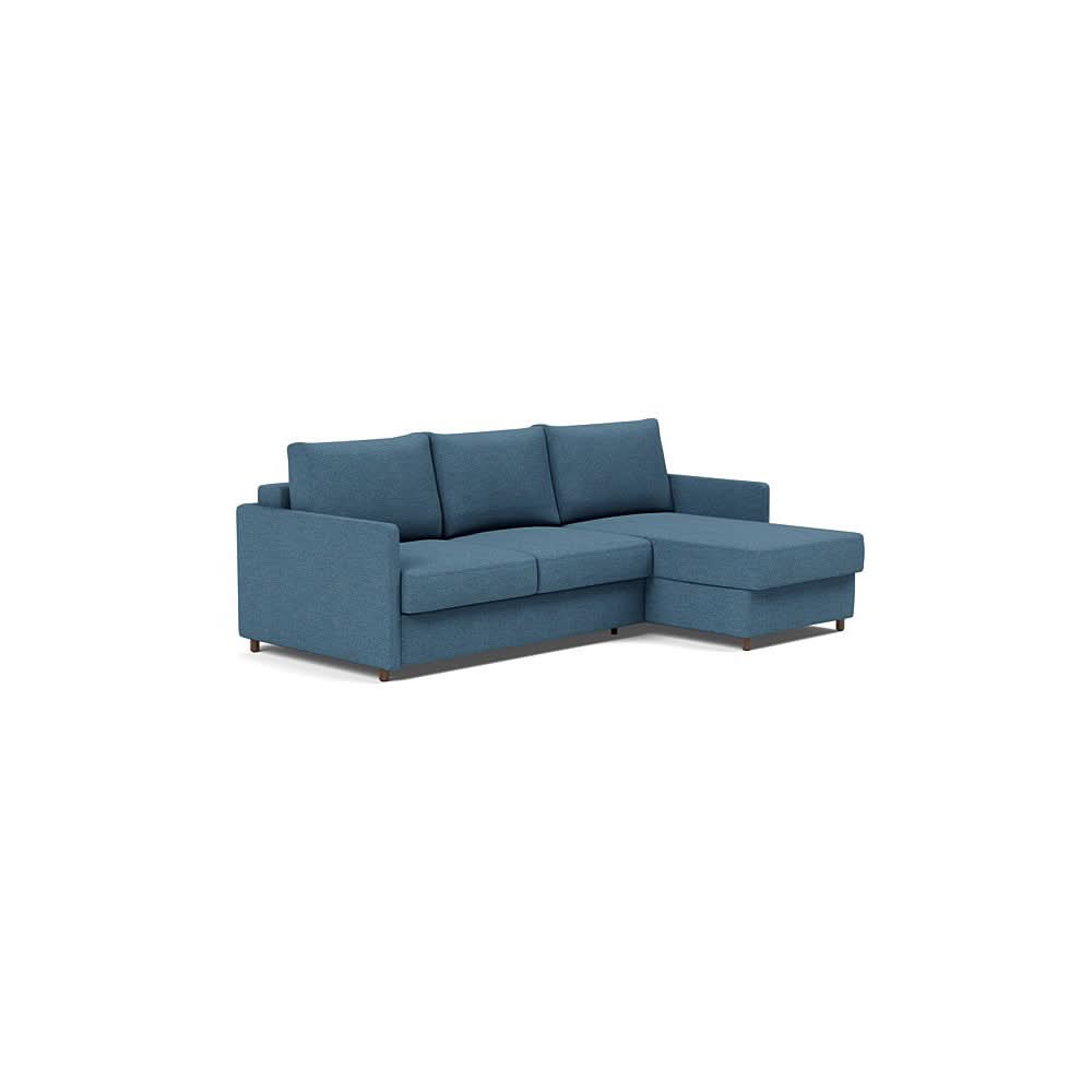 Neah Sofa Bed w/Lounger with Slim Arms in Size Full with Fabric Color of Weda Blue - 302