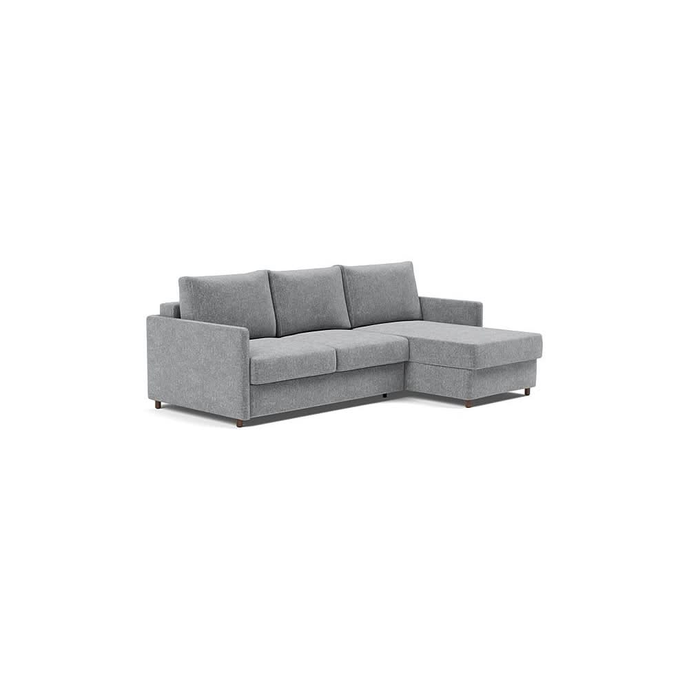 Neah Sofa Bed w/Lounger with Slim Arms in Size Full with Fabric Color of Taura Slate Grey - 351