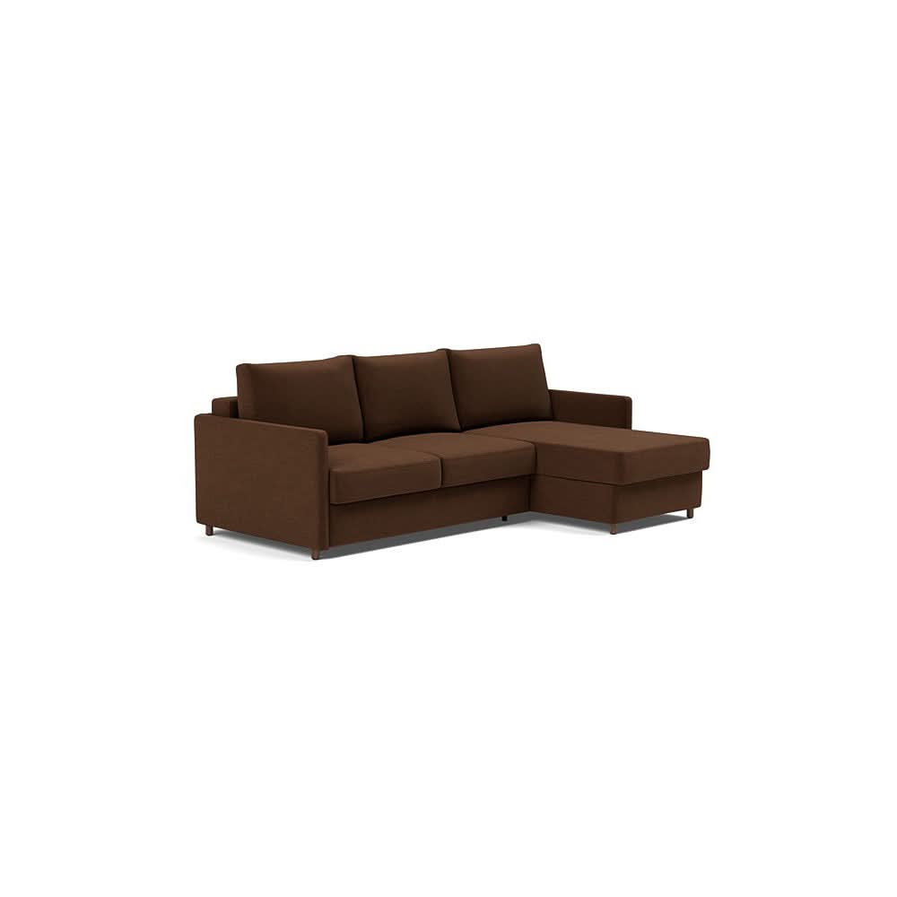 Neah Sofa Bed w/Lounger with Slim Arms in Size Full with Fabric Color of Taura Cappuccino - 359