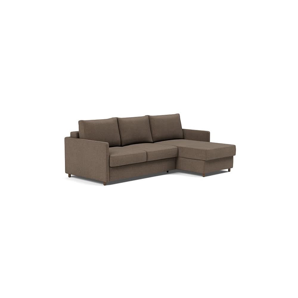 Neah Sofa Bed w/Lounger with Slim Arms in Size Full with Fabric Color of Esina Cedar Brown - 411