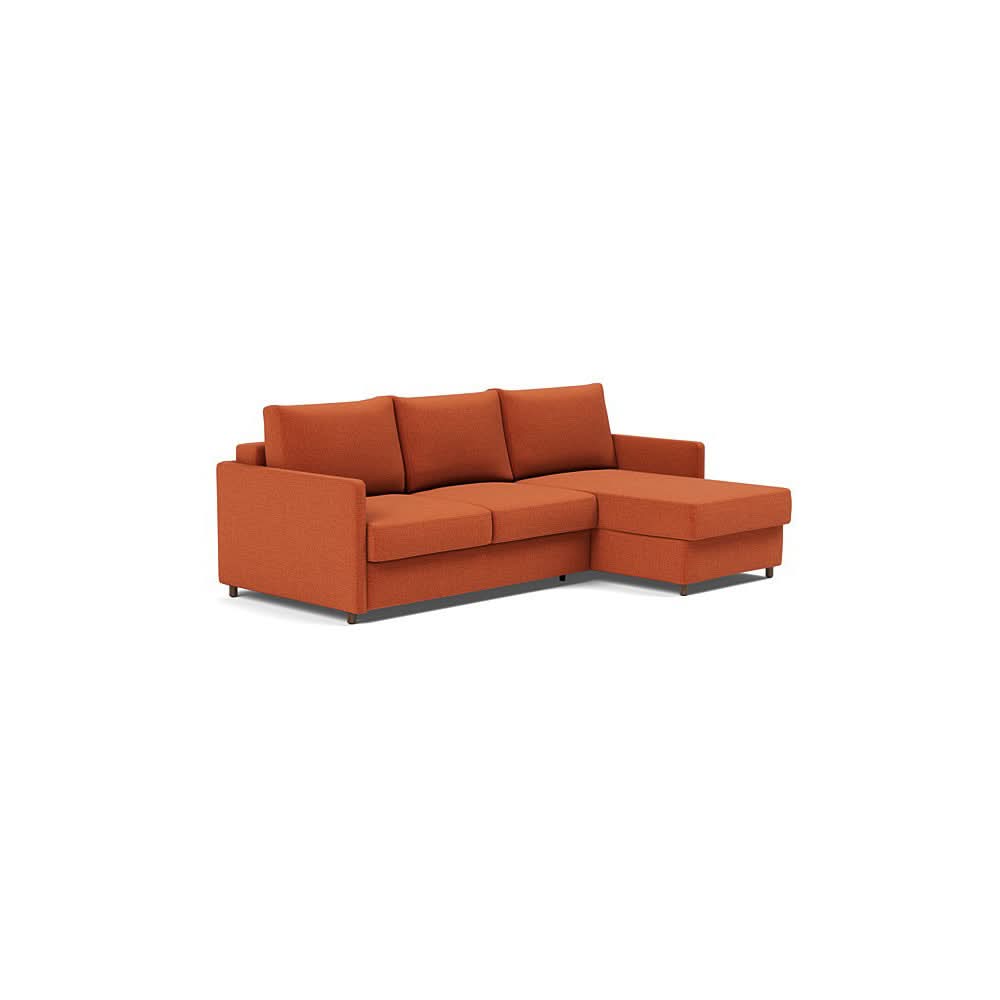 Neah Sofa Bed w/Lounger with Slim Arms in Size Full with Fabric Color of Esina Rust Orange - 412