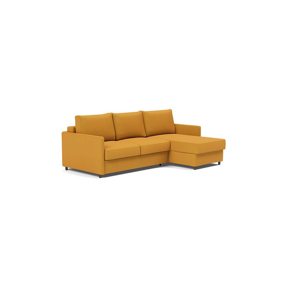 Neah Sofa Bed w/Lounger with Slim Arms in Size Full with Fabric Color of Elegance Burned Curry - 507