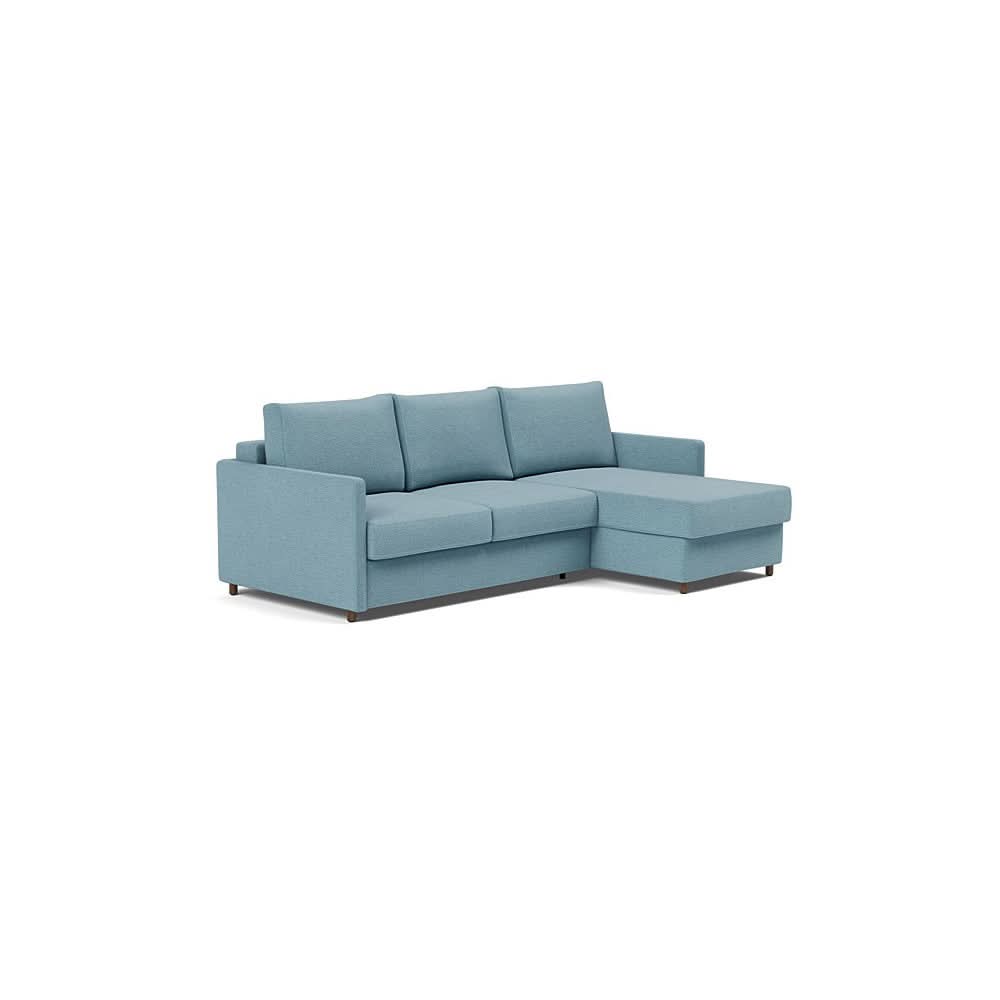 Neah Sofa Bed w/Lounger with Slim Arms in Size Full with Fabric Color of Mixed Dance Light Blue - 525