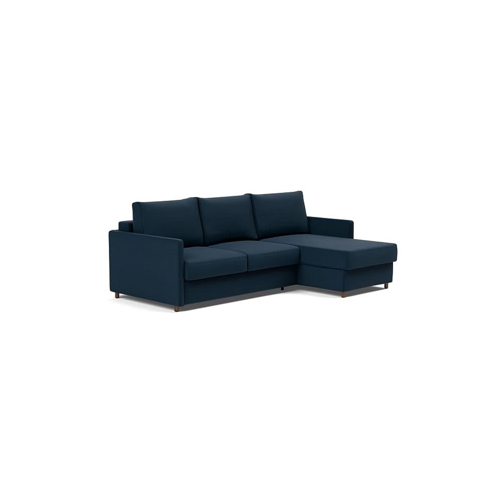 Neah Sofa Bed w/Lounger with Slim Arms in Size Full with Fabric Color of Mixed Dance Blue - 528