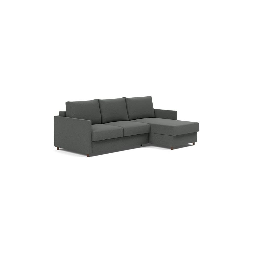 Neah Sofa Bed w/Lounger with Slim Arms in Size Full with Fabric Color of Boucle Charcoal - 529