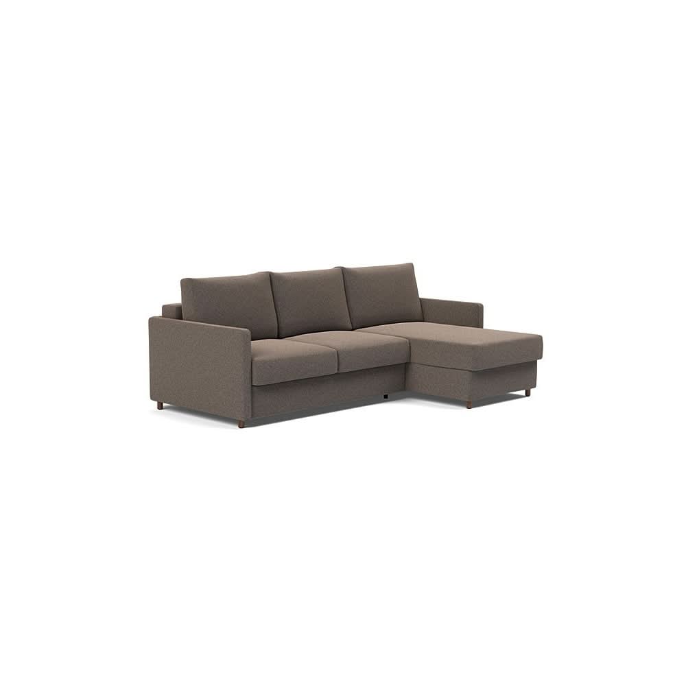 Neah Sofa Bed w/Lounger with Slim Arms in Size Full with Fabric Color of Boucle Taupe - 530