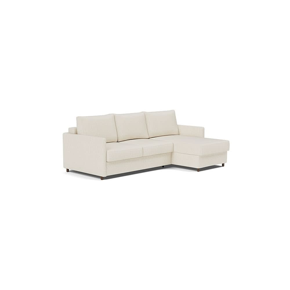Neah Sofa Bed w/Lounger with Slim Arms in Size Full with Fabric Color of Boucle Off White - 531