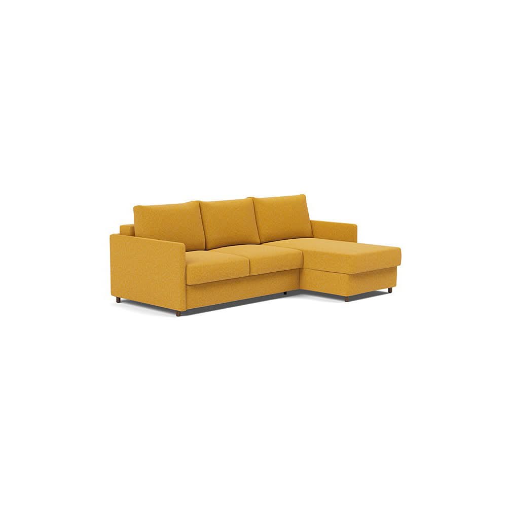 Neah Sofa Bed w/Lounger with Slim Arms in Size Full with Fabric Color of Boucle Ochre - 536