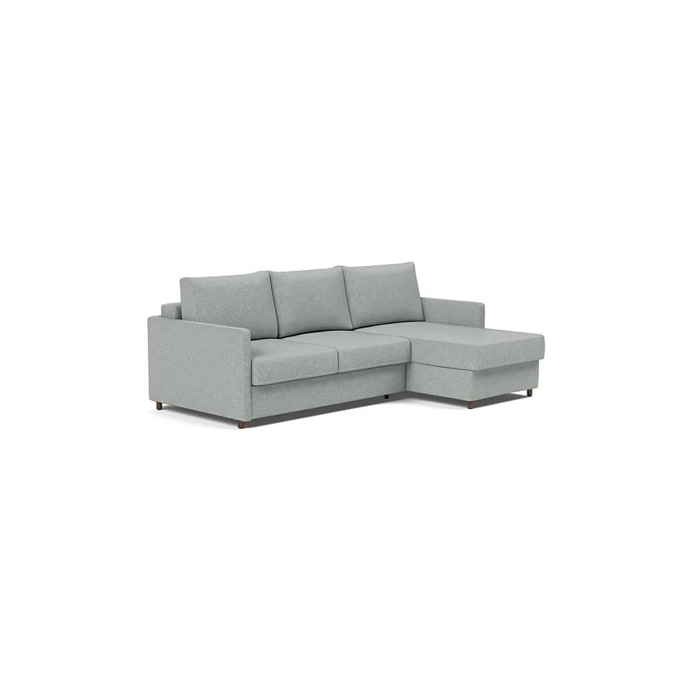 Neah Sofa Bed w/Lounger with Slim Arms in Size Full with Fabric Color of Melange Grey - 538