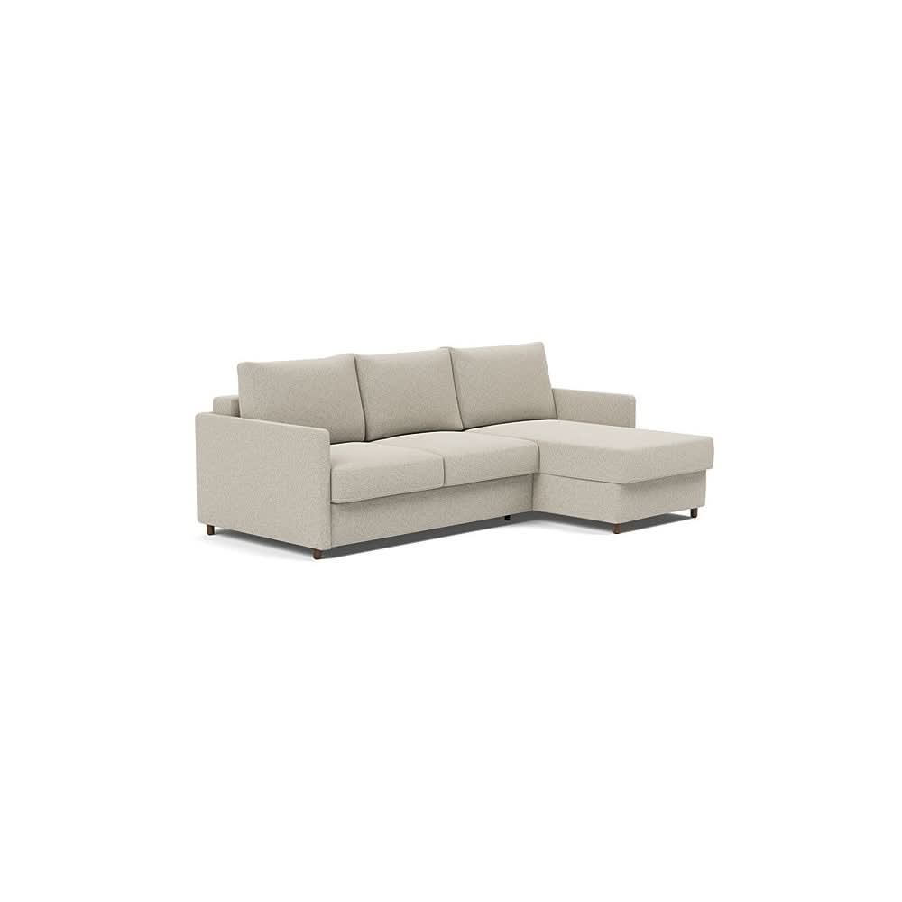 Neah Sofa Bed w/Lounger with Slim Arms in Size Full with Fabric Color of Boucle Beige - 539