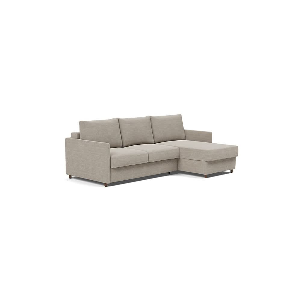 Neah Sofa Bed w/Lounger with Slim Arms in Size Full with Fabric Color of Kenya Gravel - 579