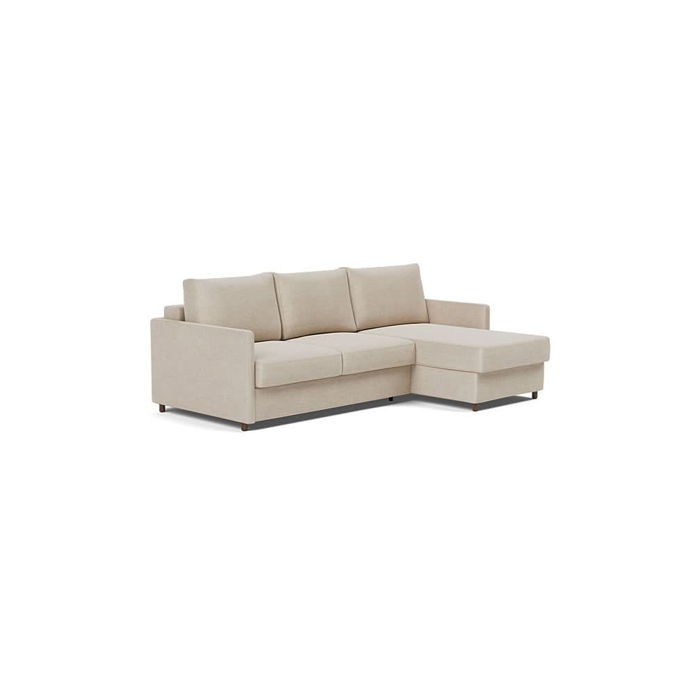 Neah Sofa Bed w/Lounger with Slim Arms in Size Full with Fabric Color of Phobos Latte - 586