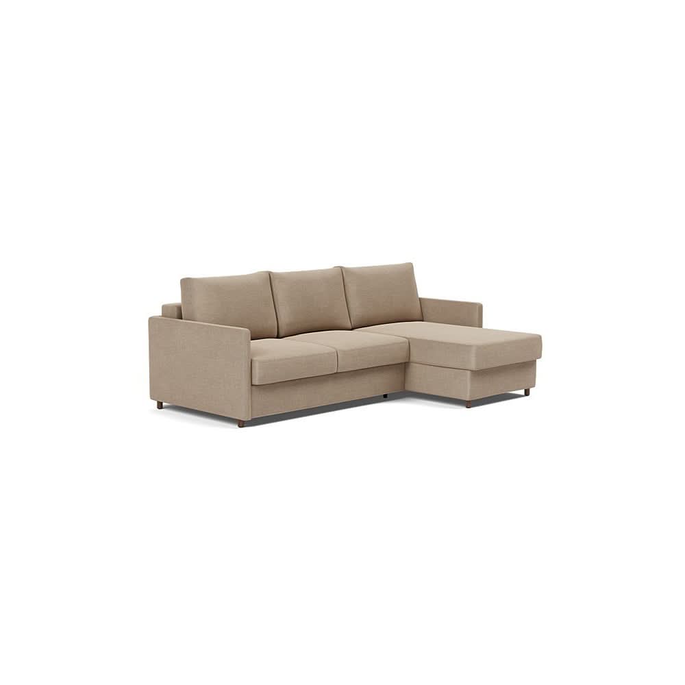 Neah Sofa Bed w/Lounger with Slim Arms in Size Full with Fabric Color of Phobos Mocha - 587
