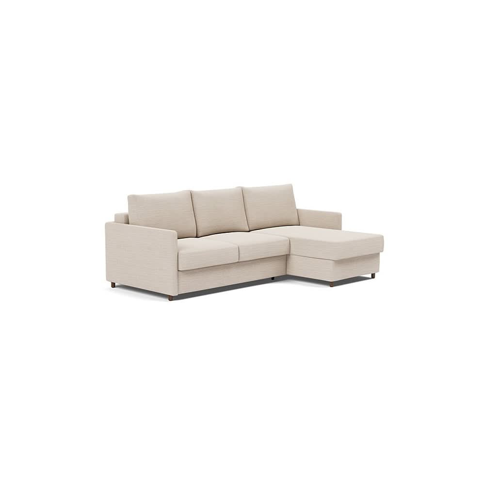 Neah Sofa Bed w/Lounger with Slim Arms in Size Full with Fabric Color of Blida Sand Grey - 612