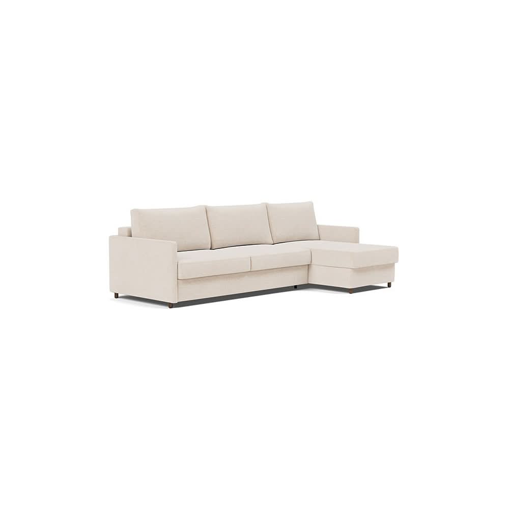 Neah Sofa Bed w/Lounger with Slim Arms in Size King with Fabric Color of Adario Basmati - 255