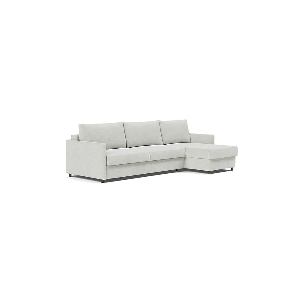 Neah Sofa Bed w/Lounger with Slim Arms in Size King with Fabric Color of Adario Fog - 256