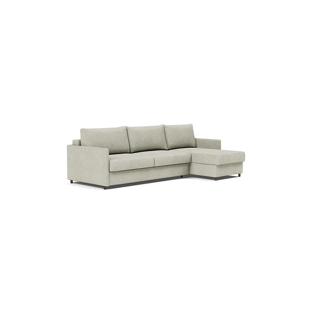 Neah Sofa Bed w/Lounger with Slim Arms in Size King with Fabric Color of Avella Sand - 280