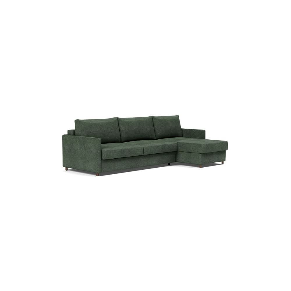 Neah Sofa Bed w/Lounger with Slim Arms in Size King with Fabric Color of Avella Pine Green - 281
