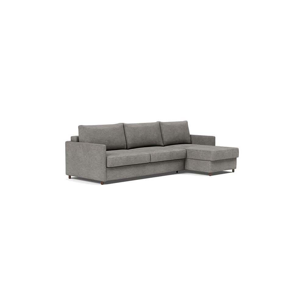 Neah Sofa Bed w/Lounger with Slim Arms in Size King with Fabric Color of Avella Warm Grey - 282