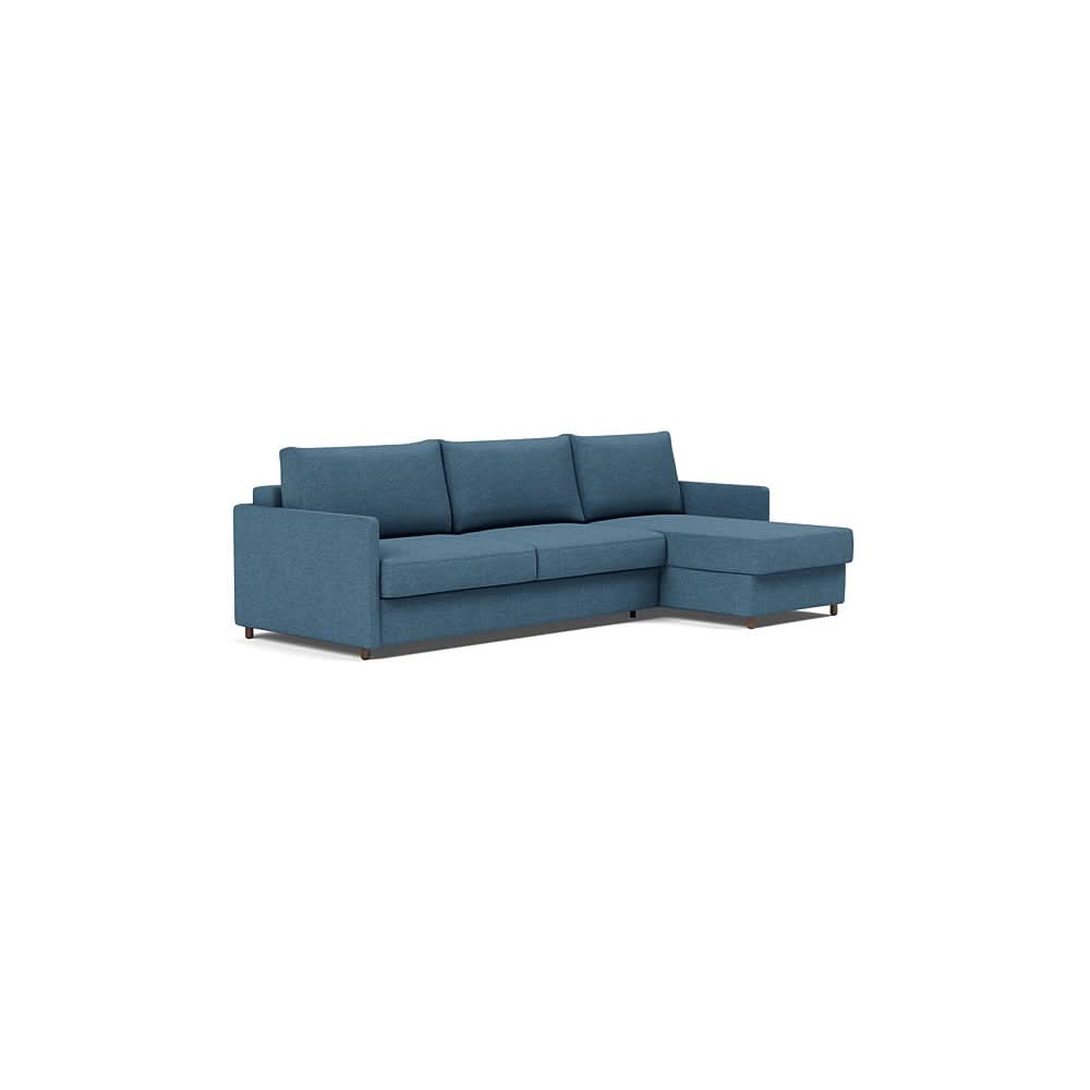 Neah Sofa Bed w/Lounger with Slim Arms in Size King with Fabric Color of Weda Blue - 302