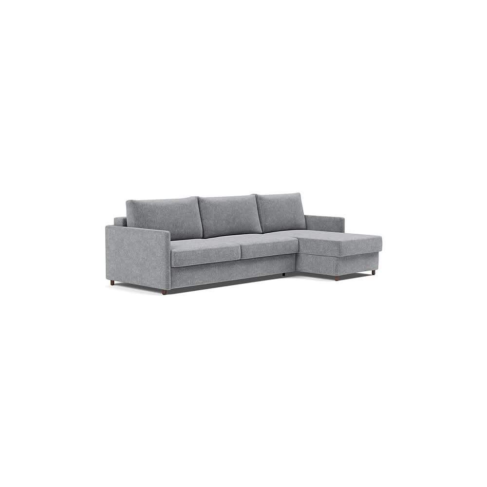 Neah Sofa Bed w/Lounger with Slim Arms in Size King with Fabric Color of Taura Slate Grey - 351