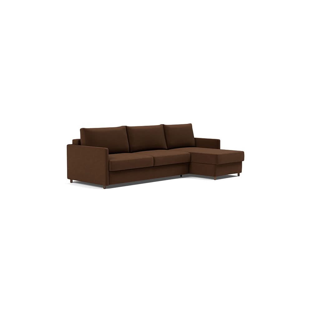 Neah Sofa Bed w/Lounger with Slim Arms in Size King with Fabric Color of Taura Cappuccino - 359