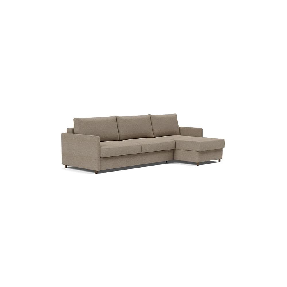 Neah Sofa Bed w/Lounger with Slim Arms in Size King with Fabric Color of Halifax Wicker - 367