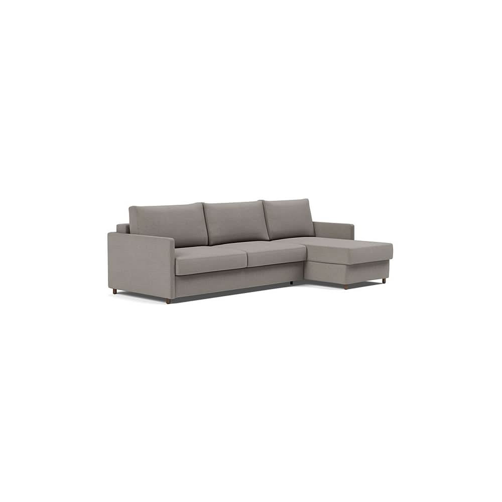 Neah Sofa Bed w/Lounger with Slim Arms in Size King with Fabric Color of Mixed Dance Grey - 521